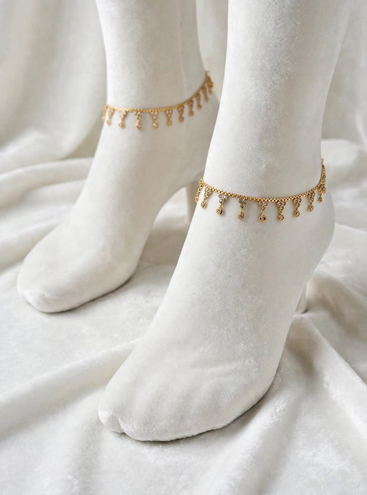Antiq anklets in gold colour - (Code:053)