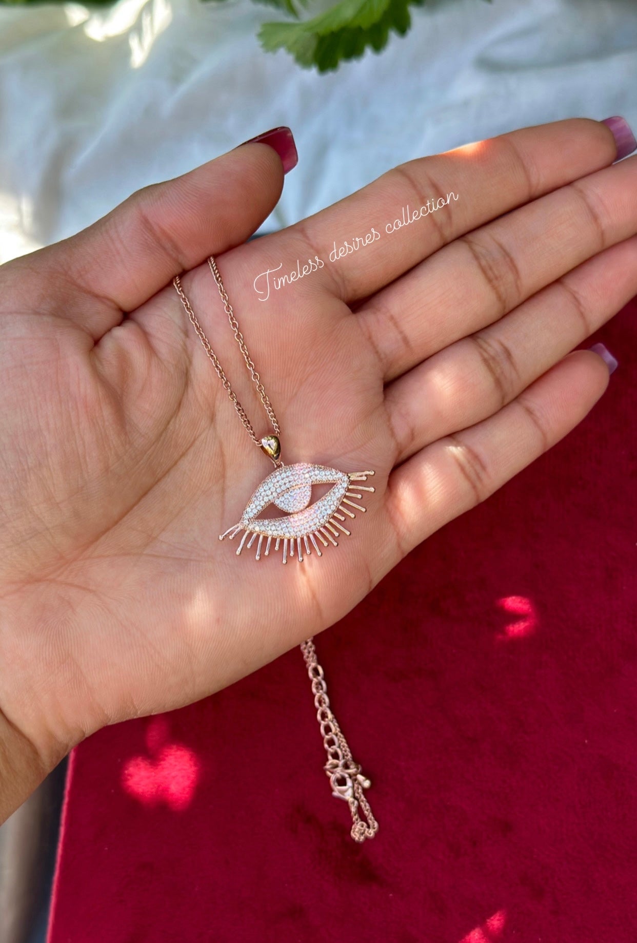 Evil eye necklace in American diamond