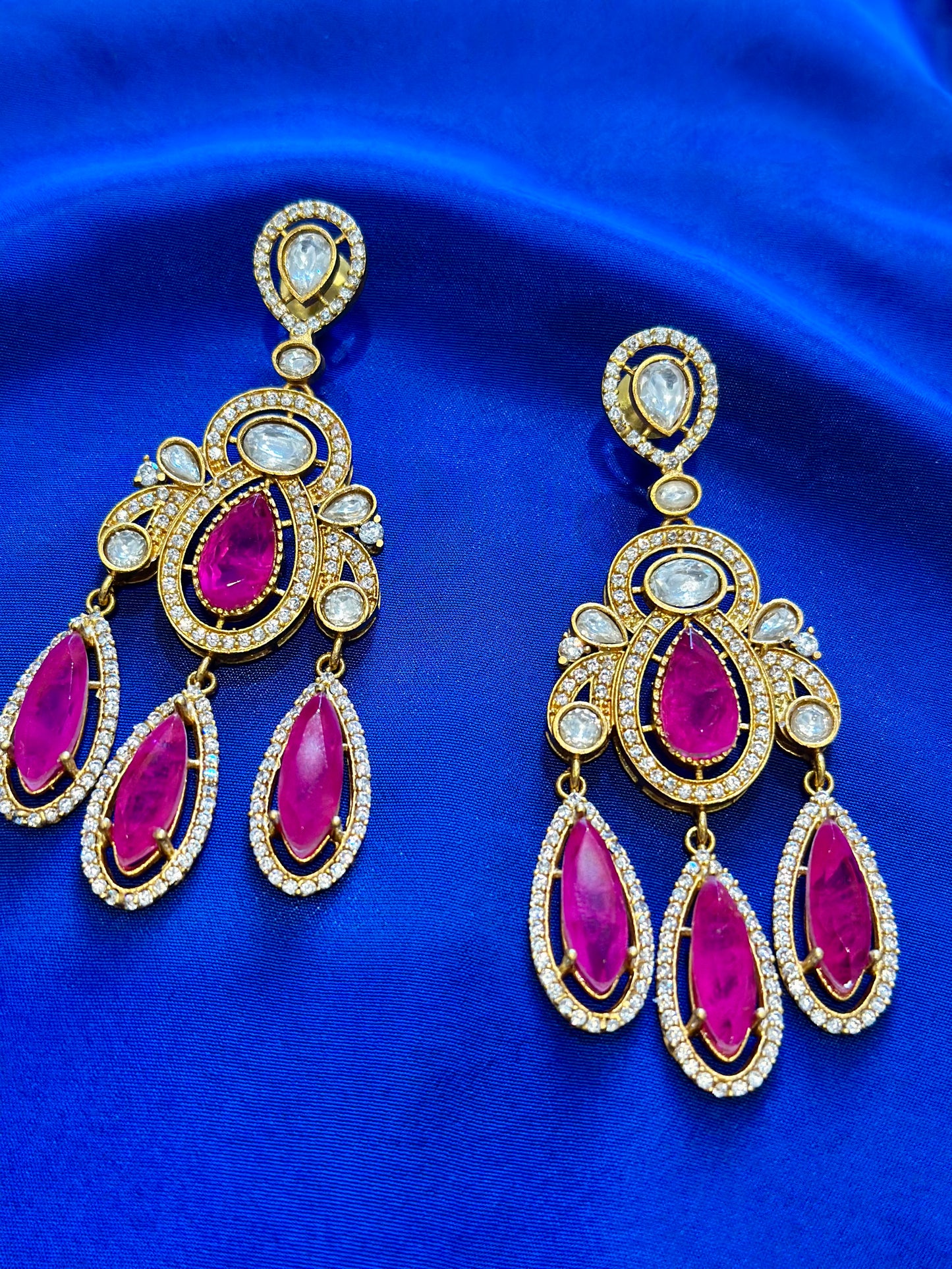 Mozonite earrings ( Premium Range ) Colour: Pink, (Code: X8)