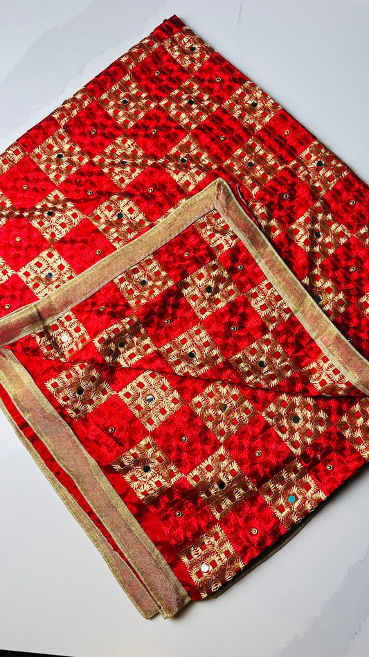 Pure Chinon Red Phulkari