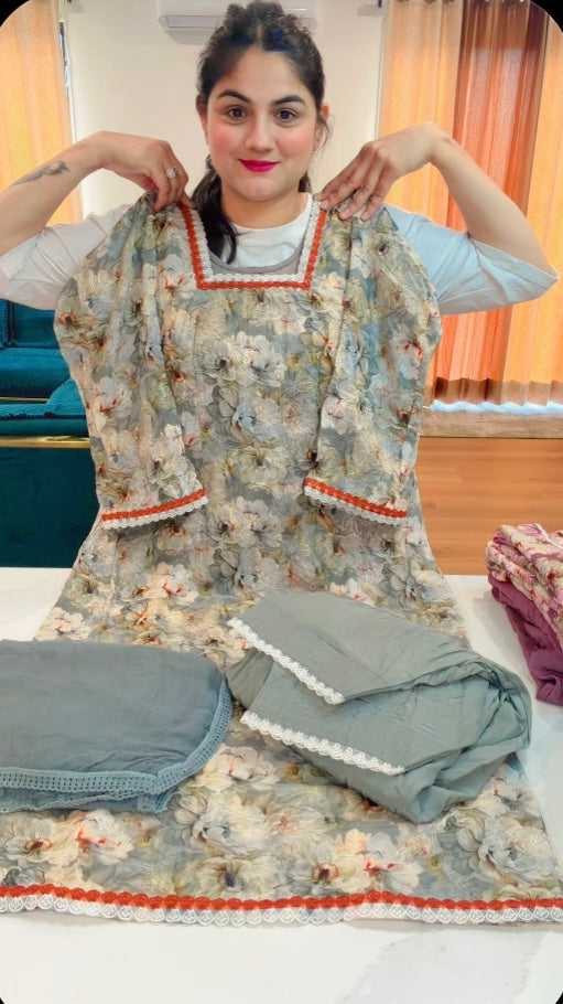 Pure crape self designer Ari Work suit, Code: 009