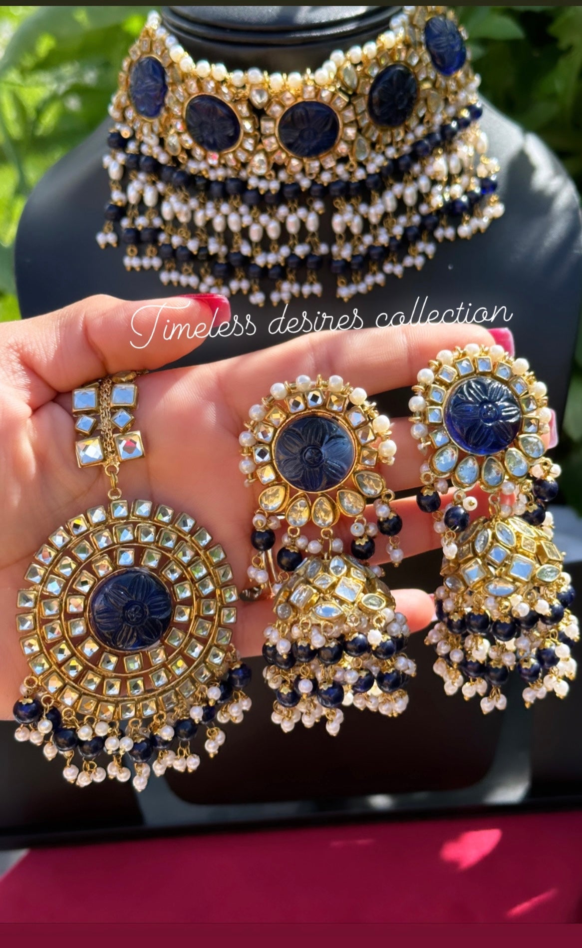 Blue necklace/choker set in kundan ( wedding wear high quality )