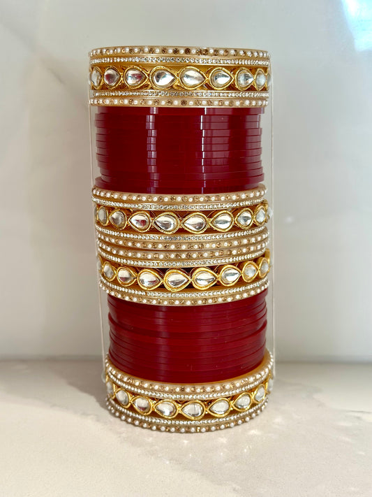 Maroon redish chooda set, ( Code: 7 )