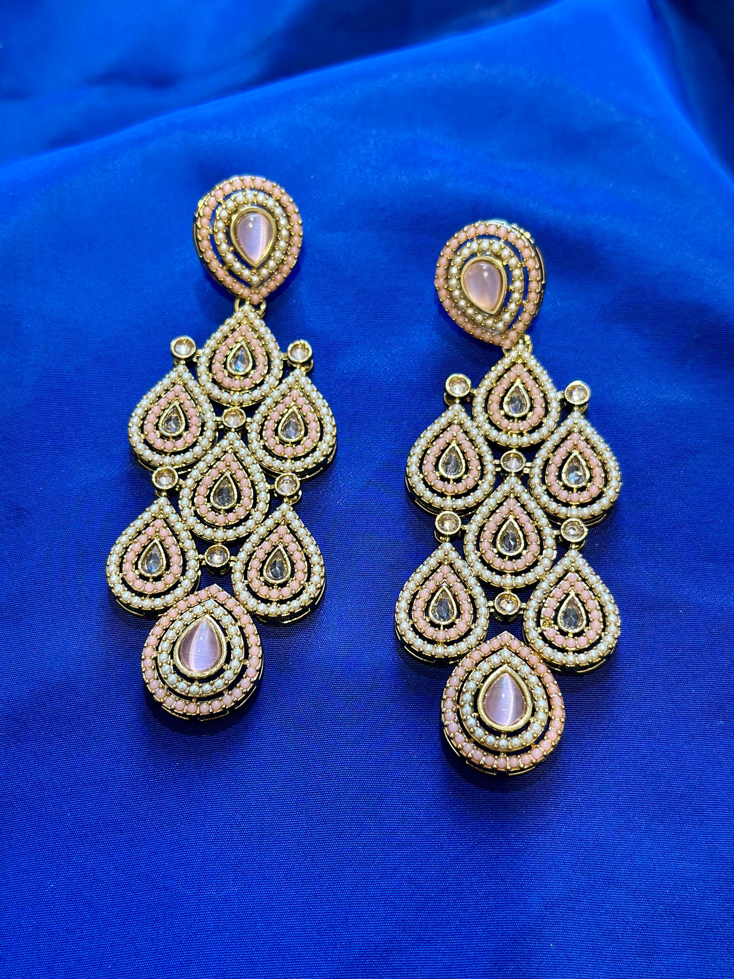 Polki earrings, Colour: Pinky Peach, (Code: X5)
