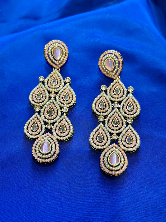 Polki earrings, Colour: Pinky Peach, (Code: X5)
