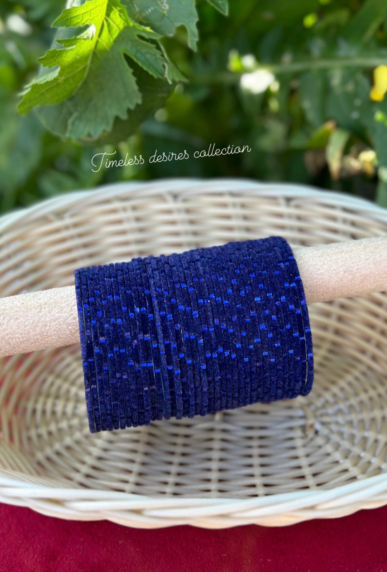 Navy blue Plain velvet bangles pack of 36 bangles