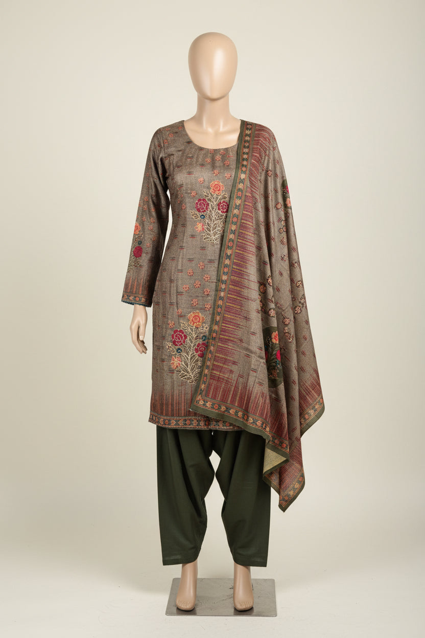 Winter wear pashmina salwar suit with shawl - code 234