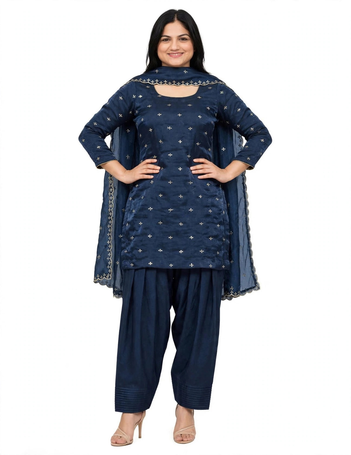Farshi salwar suit in Navy blue colour - Code 079