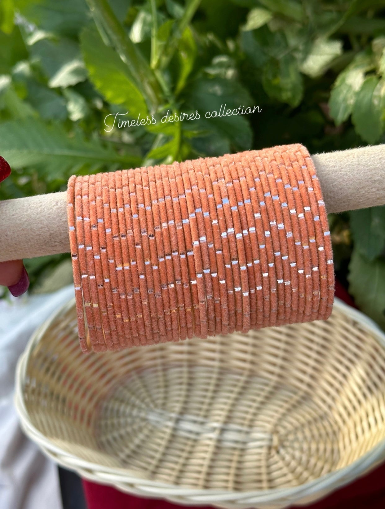 Peach Plain velvet bangles pack of 36 bangles