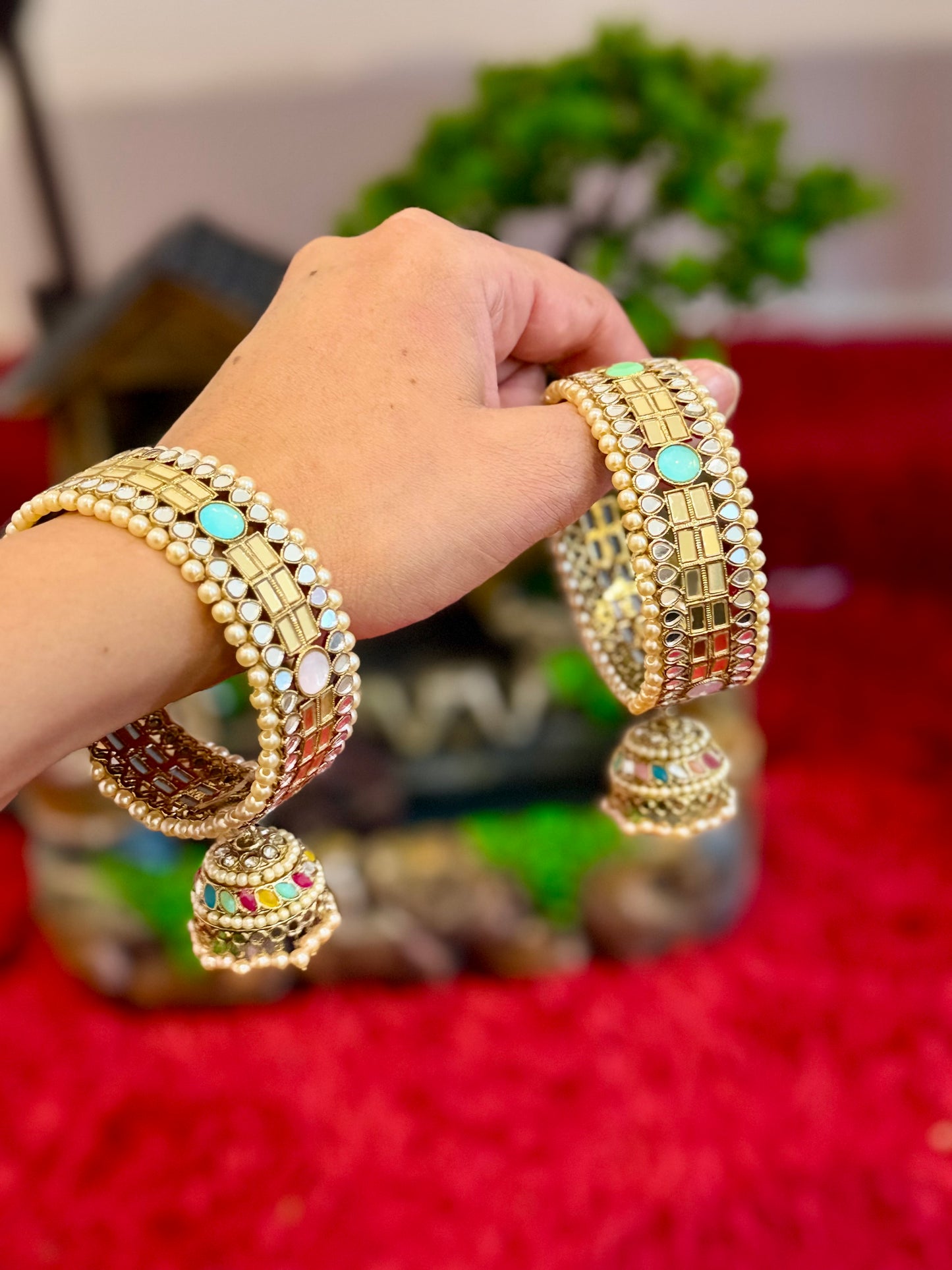Multi Mirror Hanging kade - Set of 2 bangles ( X13 )