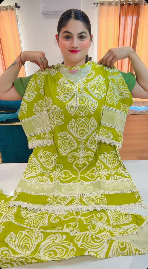 Readymade style - stylish Tulip Pant with kameez, Colour: parrot green, Code: 174