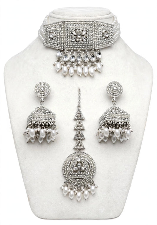 Silver necklace set with earrings, Code: E18