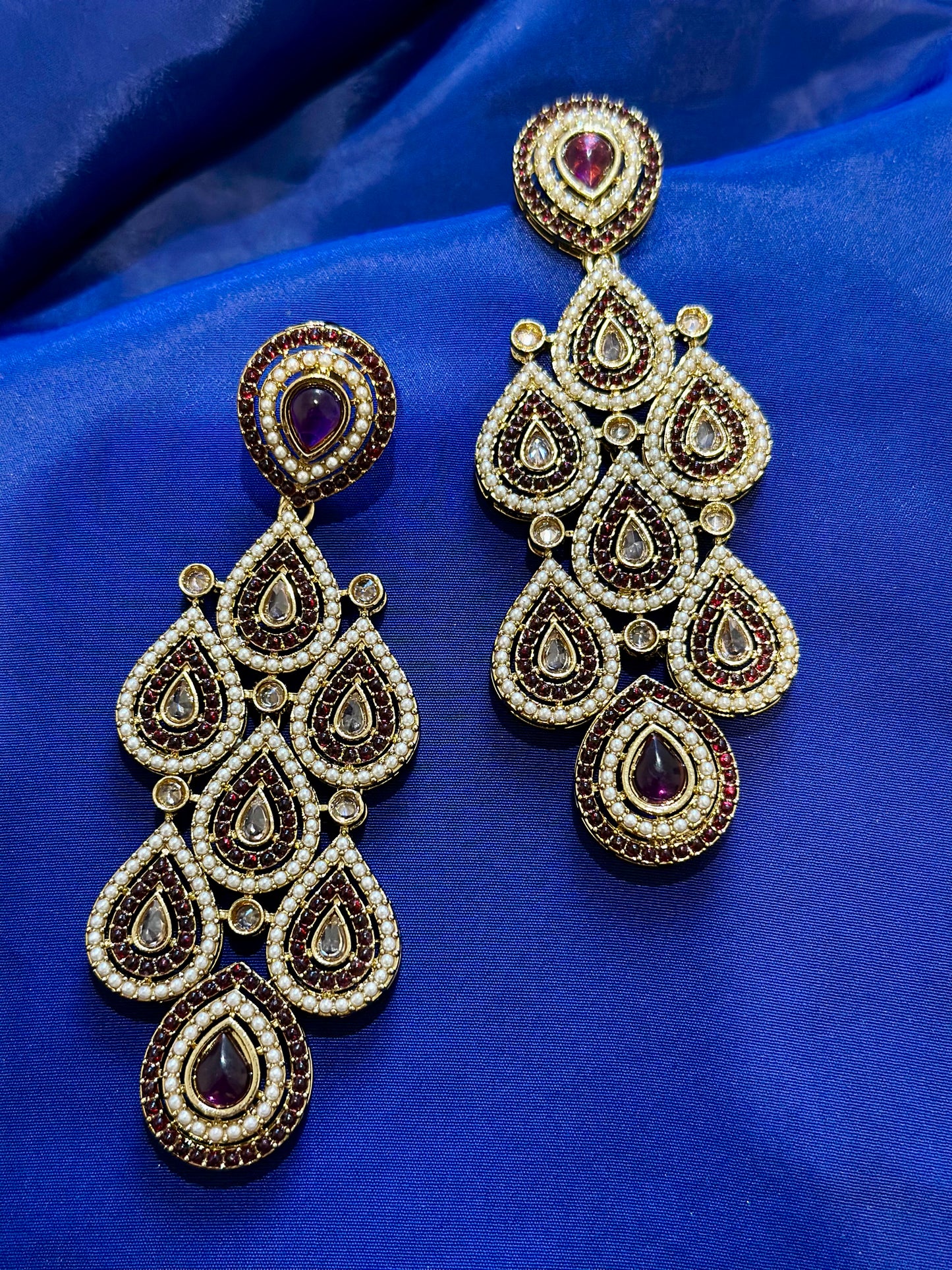 Polki earrings, Colour: Purple , (Code: X5)