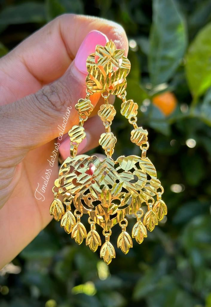 Beautiful Charming Punjabi Jadau Gold Morni Earings Bali For Women / Jadau  Set/ | eBay