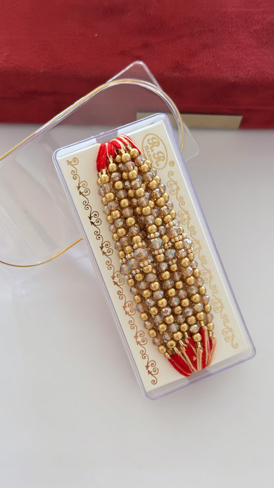 Golden Pearl Loaded Rakhi / Rakhdi Thread Pack In Bundle ( 12 PC’s ) - Code A50