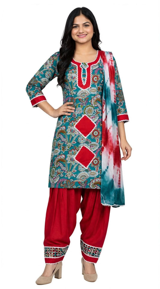 Casual wear boutique stitched designer salwar suit in premium quality in cotton - (code: 085)