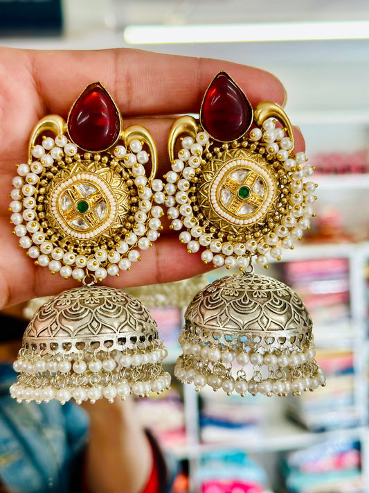 Kashmiri Earrings, Colour: Gold, (Code:115)