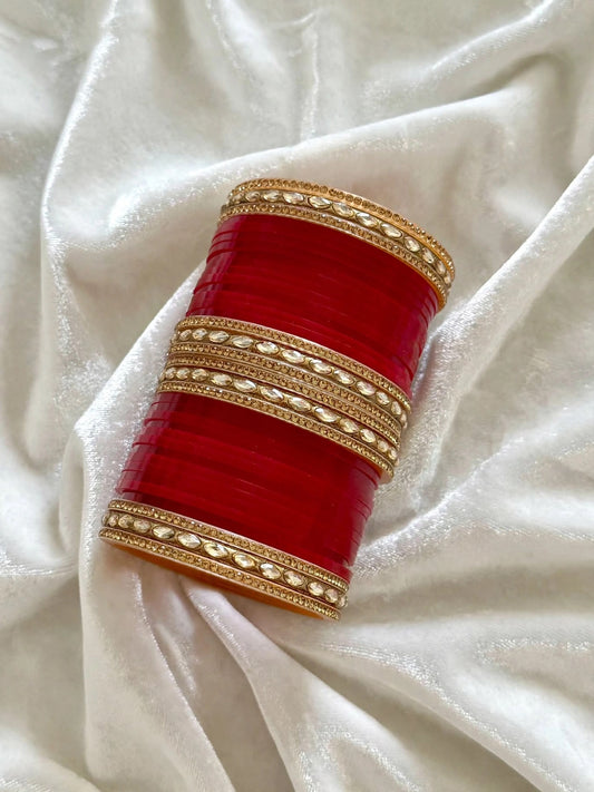 Maroon redish chooda set, ( Code: 3 )