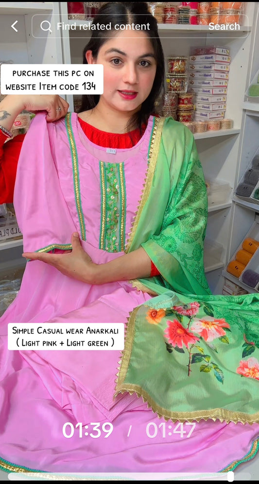 Light pink Anarkali suit ( Item code 134 )