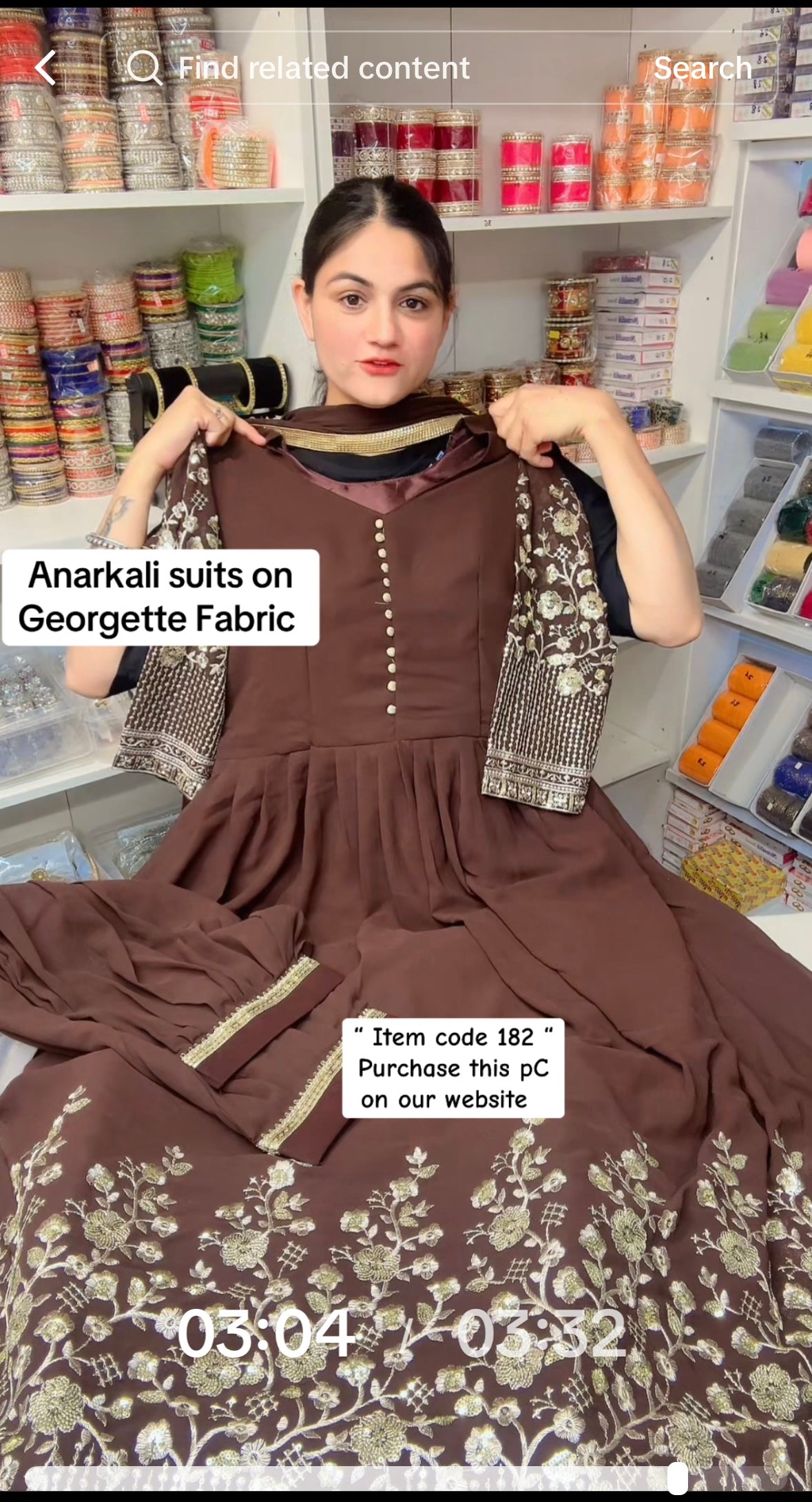 Item code: 182 (Anarkali 3 PC) Colour - Coffee