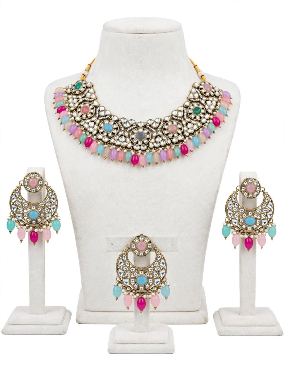 Multi colour Choker / necklace set in Kundan ( pastel colours )