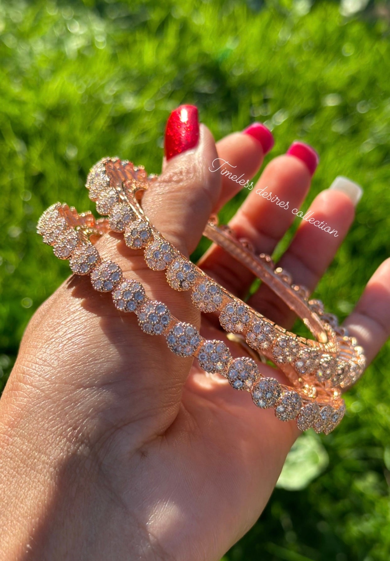 American diamond kangan / bangles in rose golden
