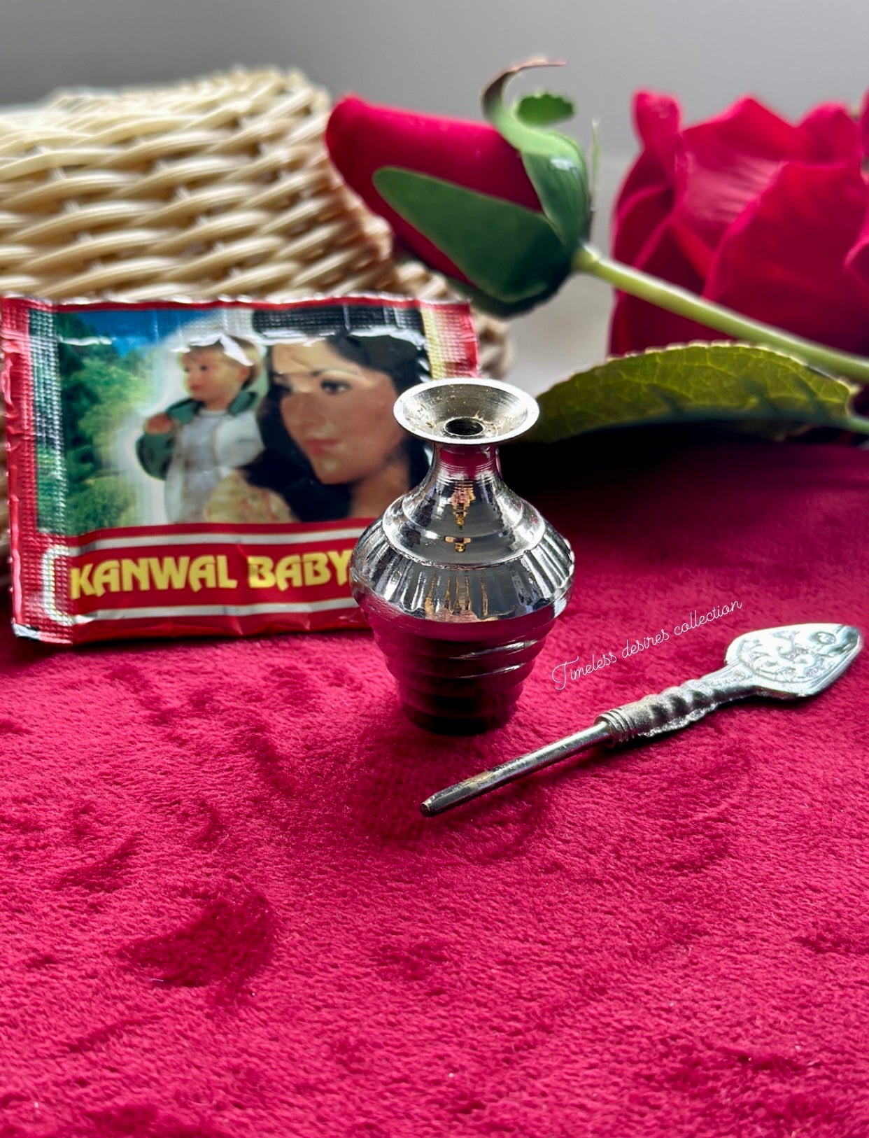 Traditional surmadani with a pack of fresh Surma filling