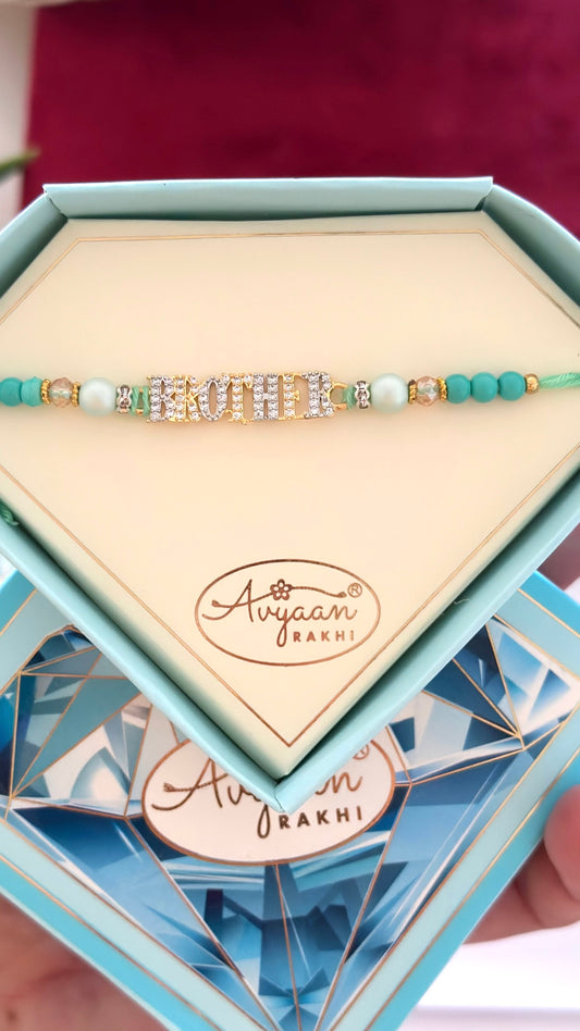 Brother Rakhi / Rakhdi Box in American Diamond ( Premium Range ) - Code A57