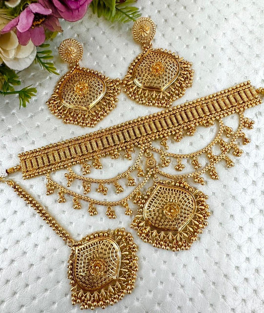 Antique gold Jhalar set