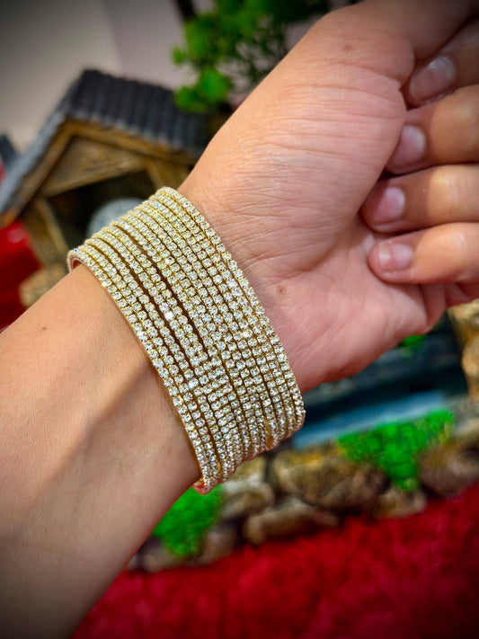 White & Gold diamond bangles - set of 12 bangles ( X21 )
