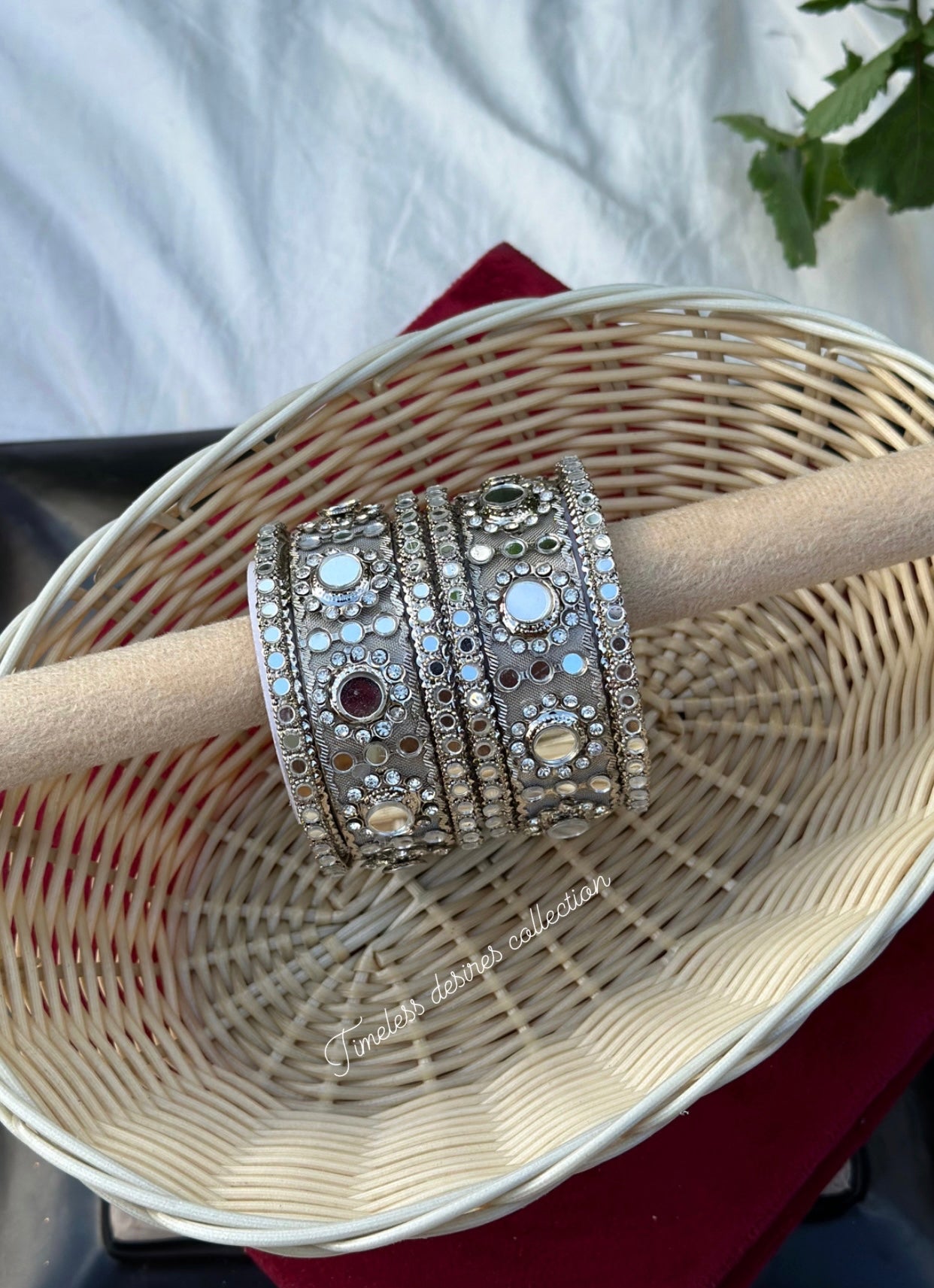 Silver mirror bangles ( set of both hands )