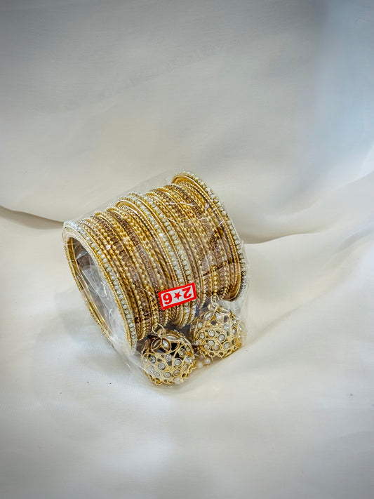 Bangle set with latkan - Colour: Golden ( Code: 027)