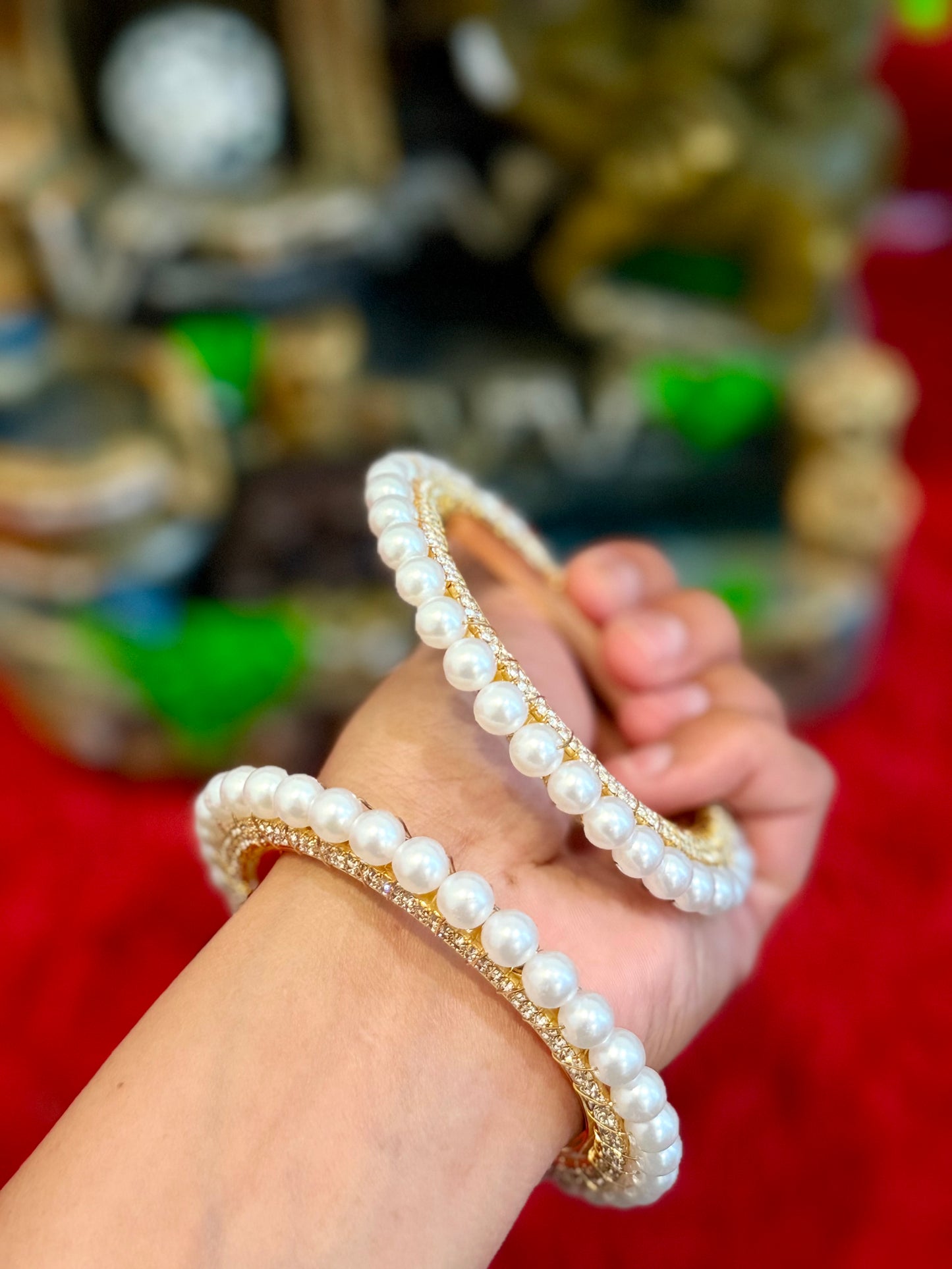 Golden Pearl rajwadi Kade bangles - set of 2 ( X11 )