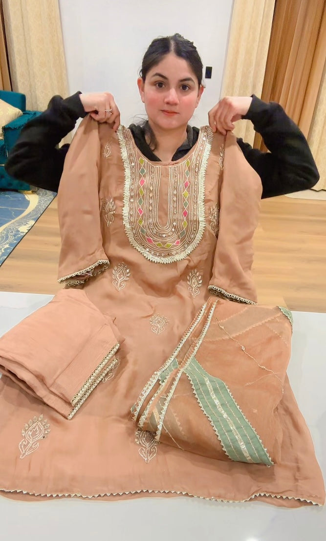 Gota Patti Boutique style salwar suit - Colour Caramel ( Code: 629 )