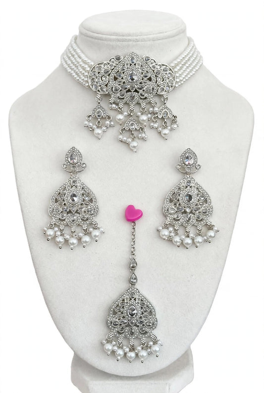 Silver necklace set with earrings, Code: E11
