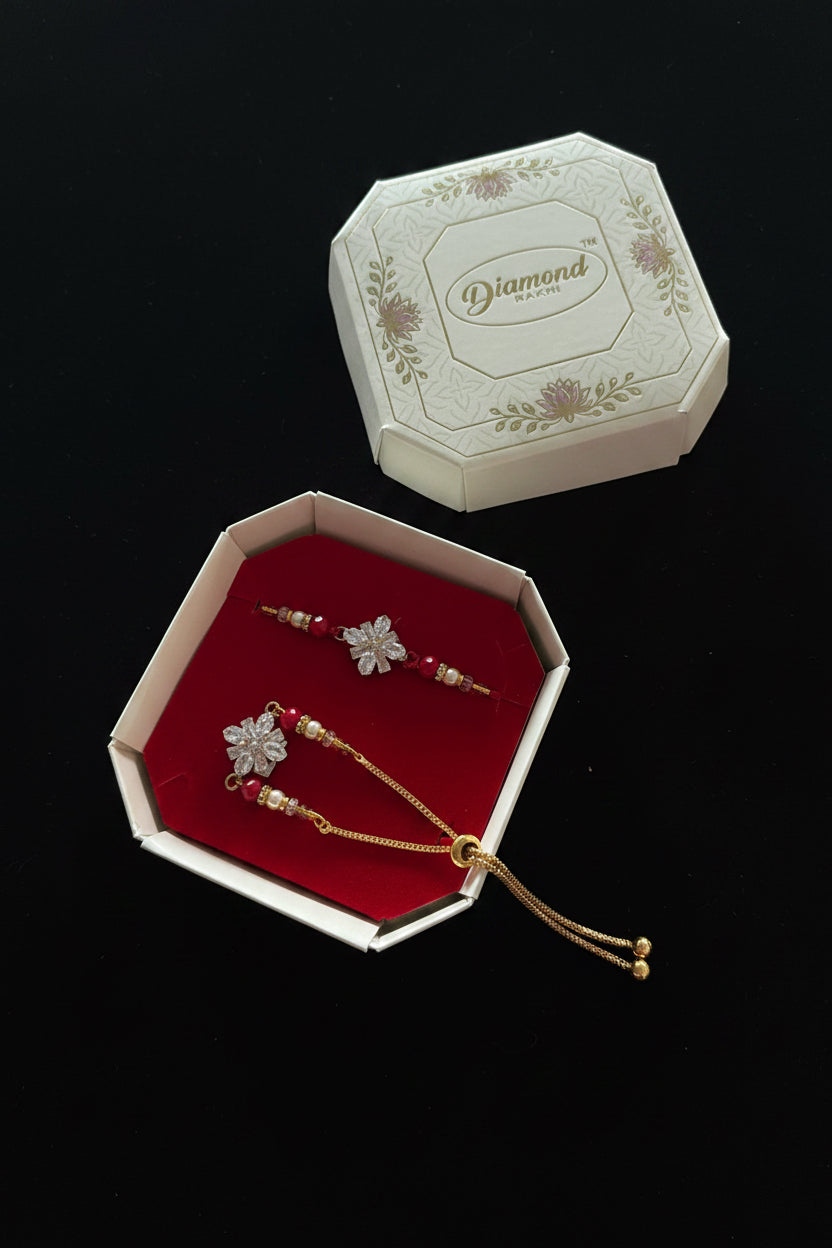 Couple Rakhi set in American diamond