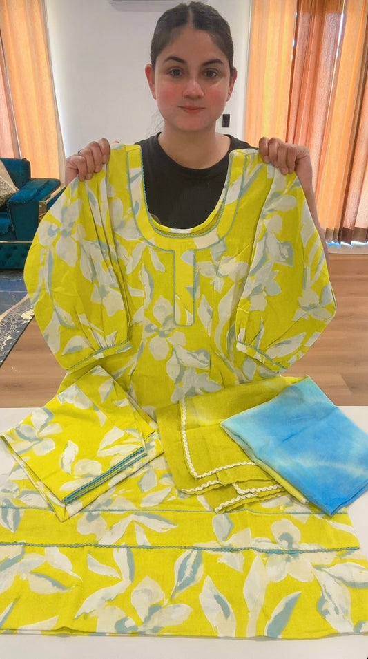 Cotton Printed Boutique Stitched Suit, Colour: Neon, Code: 198