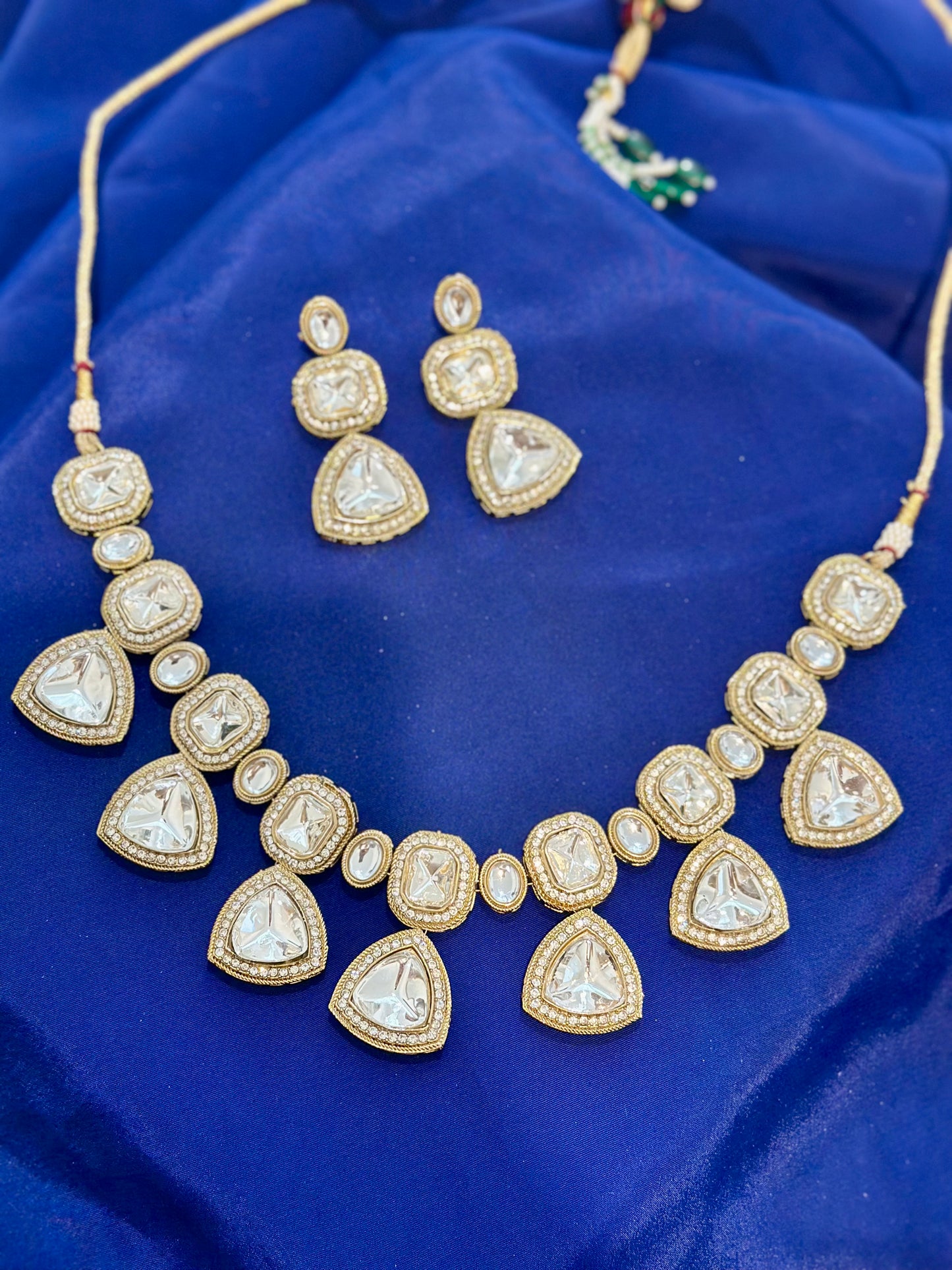 Kundan Necklace set with earrings , Colour: Lavender , (Code: X14)