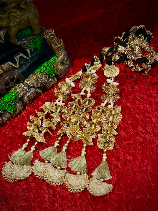 Golden paranda with handwork latkan and gota - x31