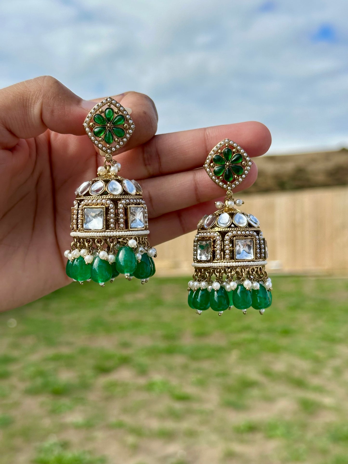 Green jhumki earrings J17