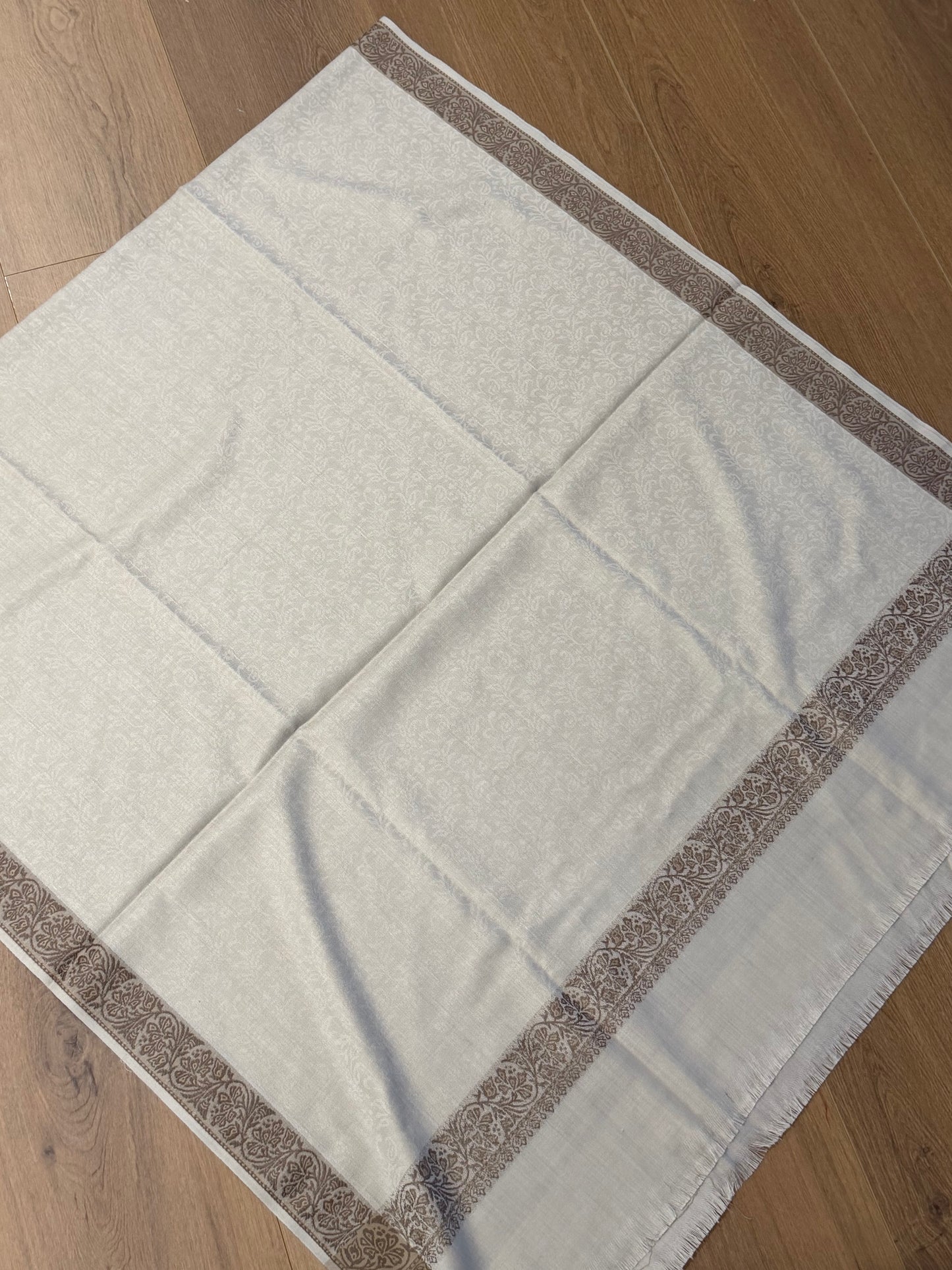 Self designed off white  pashmina shawl : Code Y24