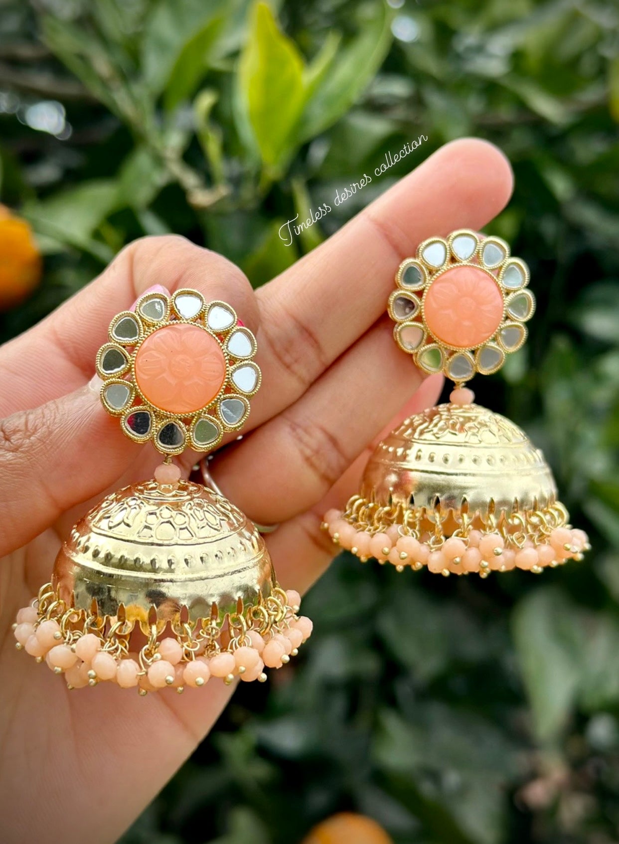 Flipkart.com - Buy RAJ JEWELLERY Peach Color Traditional Oxidised Jhumka /  Jhumki Earrings for women and Girls. Alloy, Brass Jhumki Earring, Earring  Set, Stud Earring Online at Best Prices in India