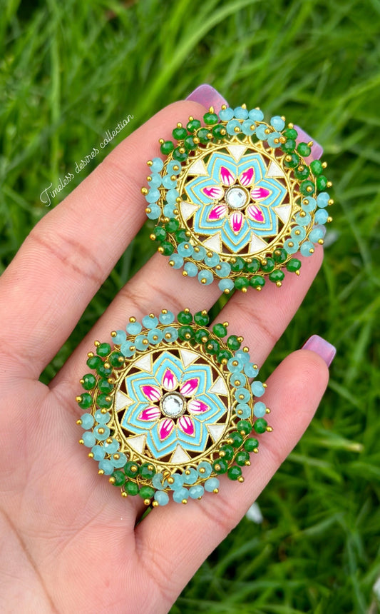 Meenakari studs in gold plating