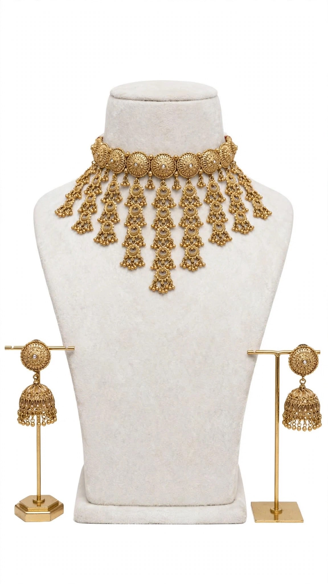 Gold waterfall premium necklace set - X13
