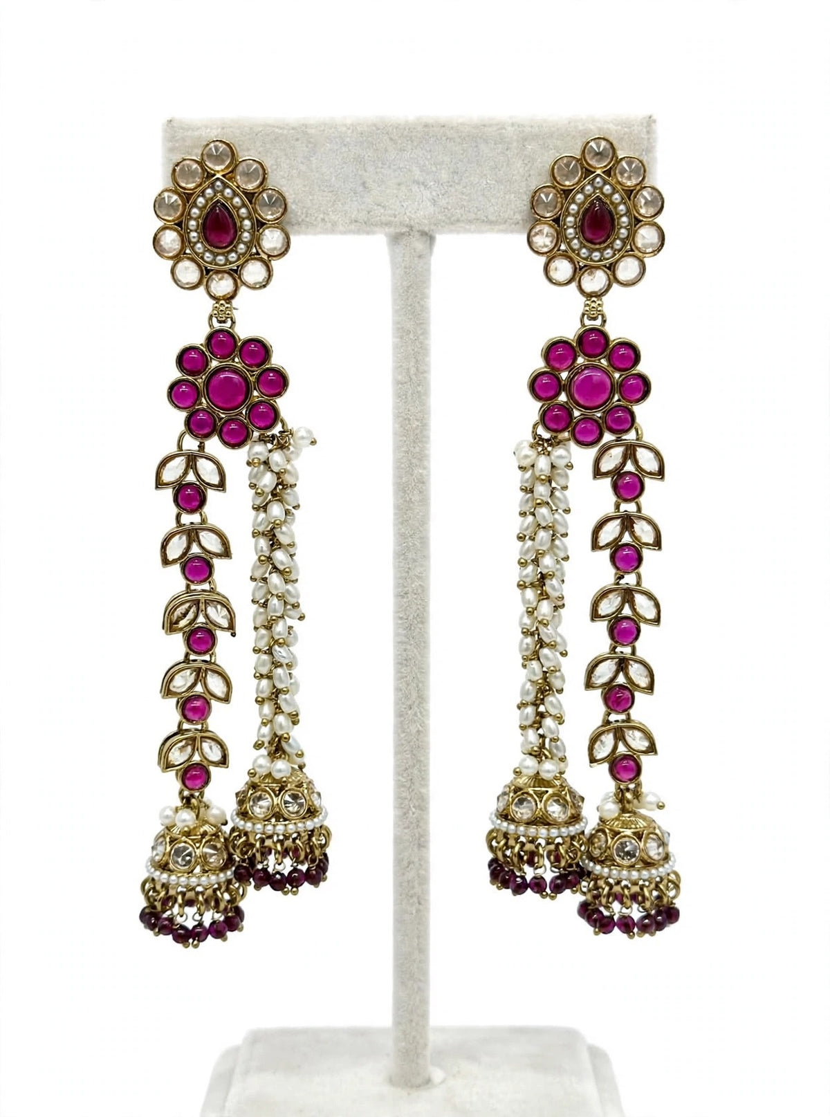 Earrings in polki, Colour: Purple, Code:102