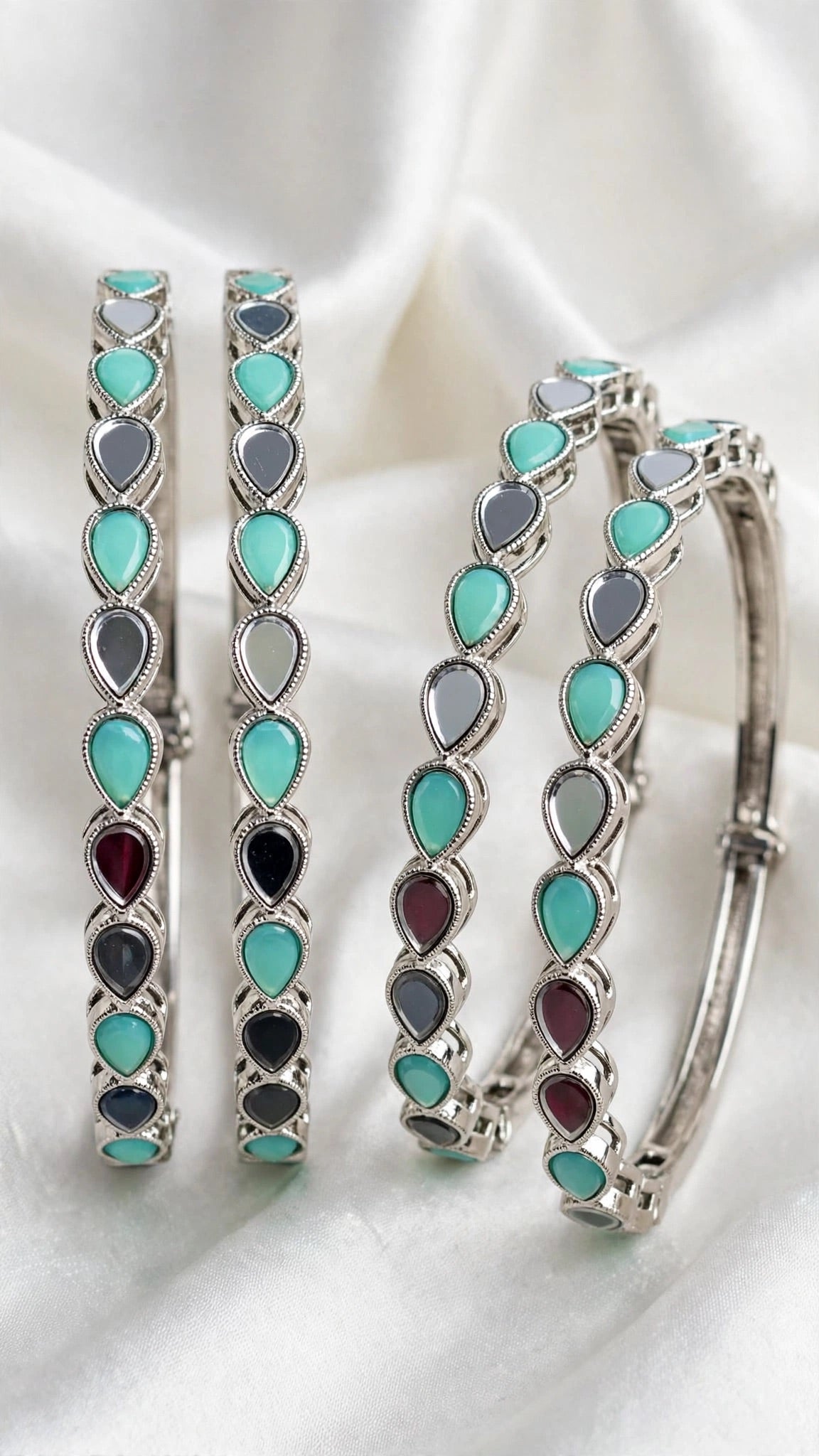 Silver kade bangles - Size 2.6