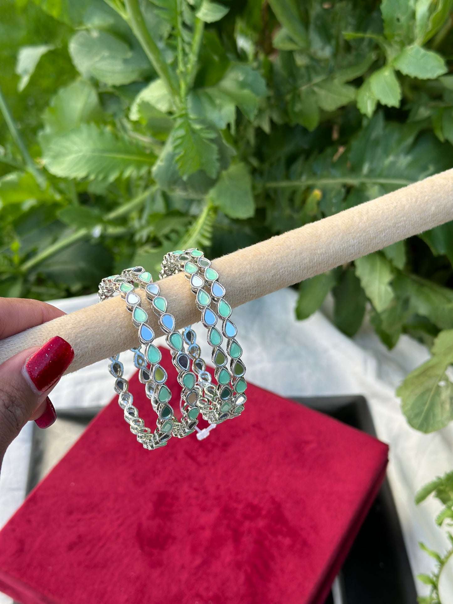 Mint Kangan / bangles in mirror ( set of 4 )