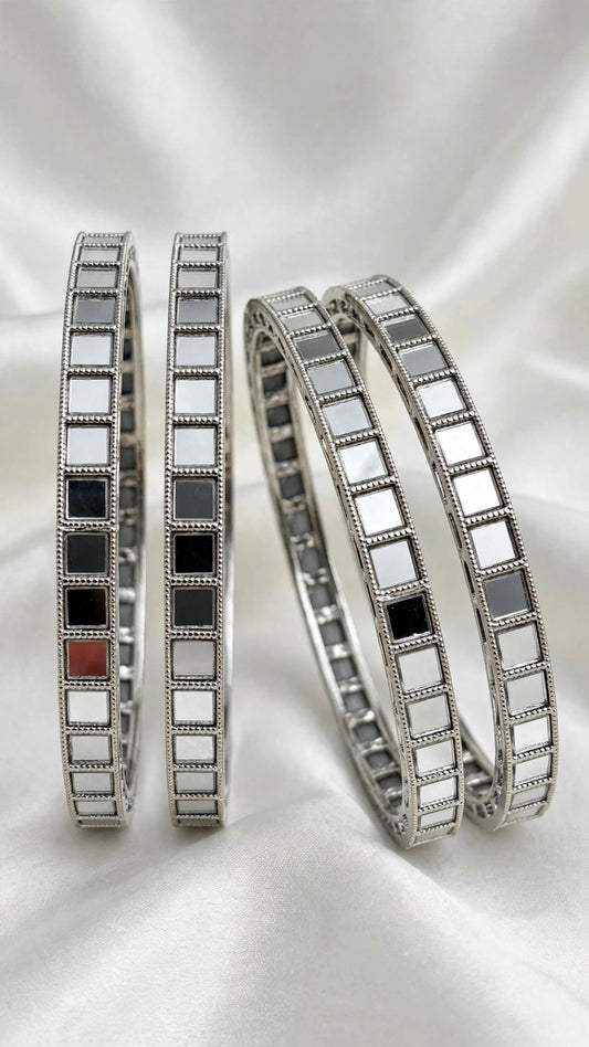 Silver kade bangles - Size 2.6