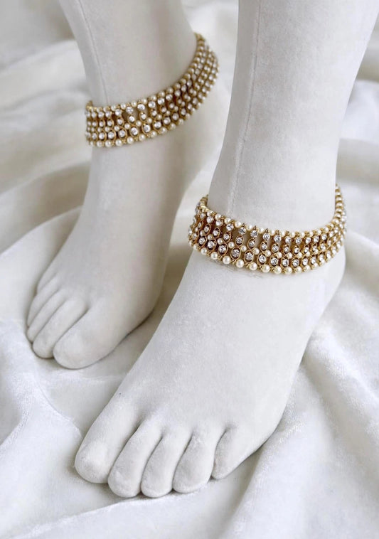 Triple Stone heavy Polki jhanjra / Anklets (TD-18)