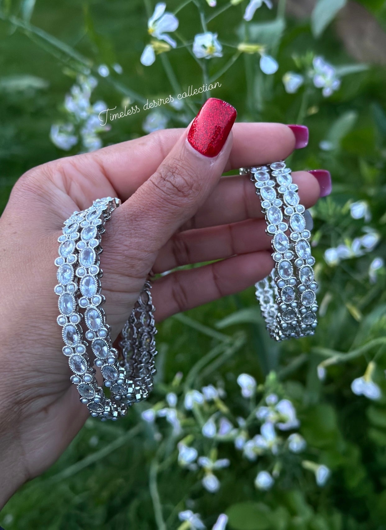 Silver bangles / kangan’s in reverse AD ( set of 4 )